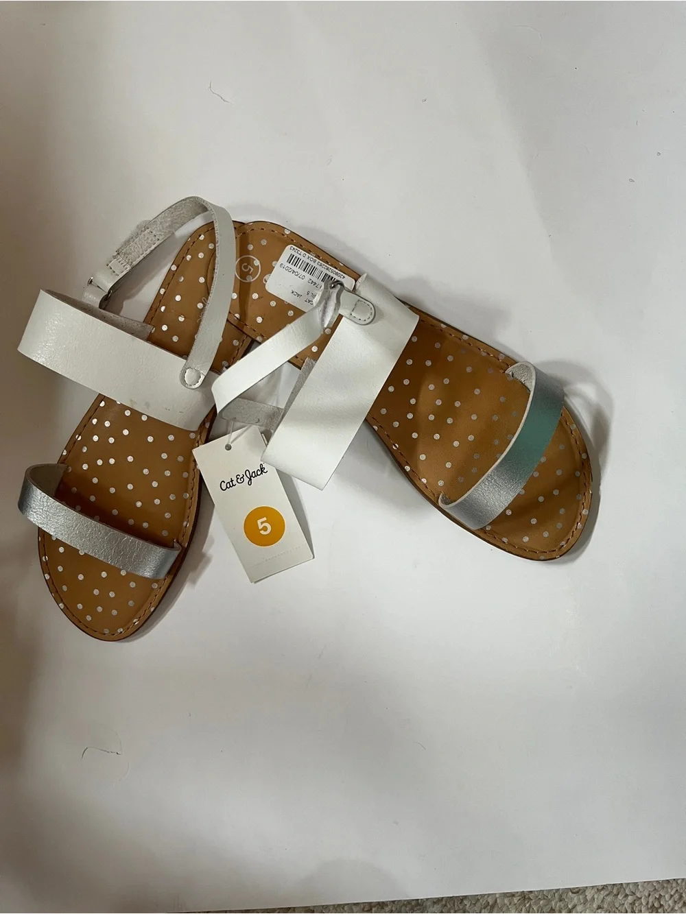 Cat & Jack White and Silver Girls' Polka Dot Sandals